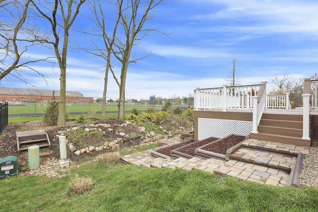 5351 Lilac Ave, Grove City, OH 43123 - view of yard featuring a wooden deck and stairs