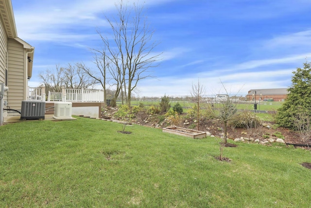 5351 Lilac Ave, Grove City, OH 43123 - view of green lawn featuring a vegetable garden and a deck