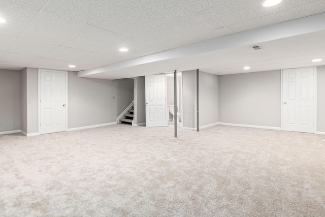 1148 Challis Springs Dr, New Albany, OH 43054 - finished basement featuring carpet, recessed lighting, stairs, and baseboards