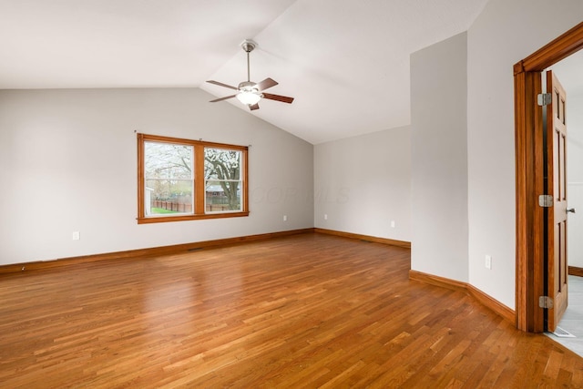 277 Cherrington Rd, Westerville, OH 43081 - spare room with light wood-style floors, baseboards, a ceiling fan, and lofted ceiling