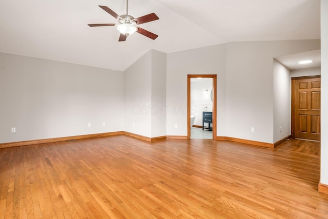 277 Cherrington Rd, Westerville, OH 43081 - empty room featuring light wood finished floors, baseboards, a ceiling fan, and lofted ceiling