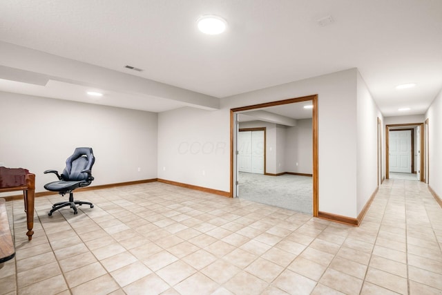 277 Cherrington Rd, Westerville, OH 43081 - unfurnished office with recessed lighting, light tile patterned floors, visible vents, and baseboards