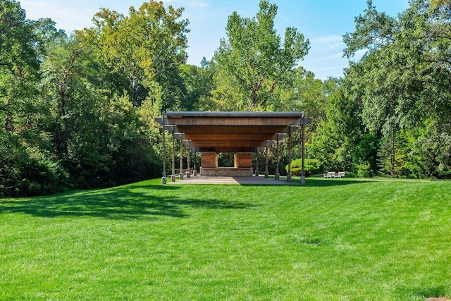 277 Cherrington Rd, Westerville, OH 43081 - view of yard with a patio and a forest view