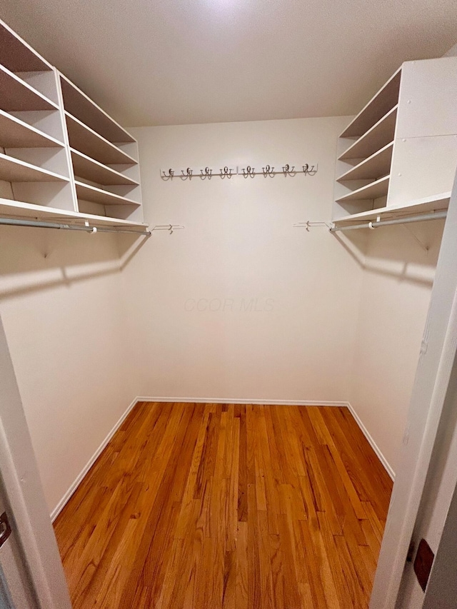 spacious closet with wood finished floors