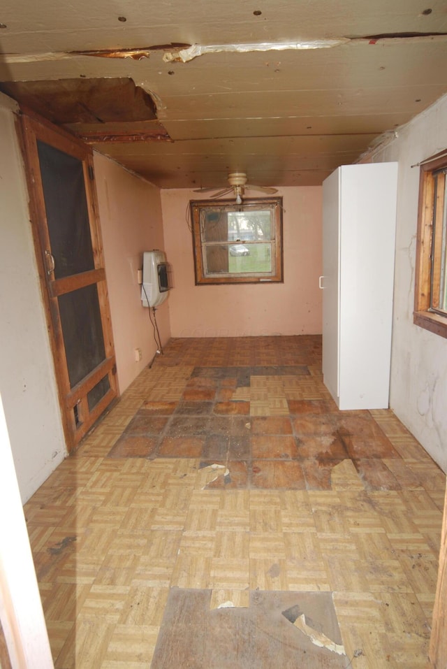 20543 Treaty Line Rd, West Mansfield, OH 43358 - interior space featuring ceiling fan and heating unit