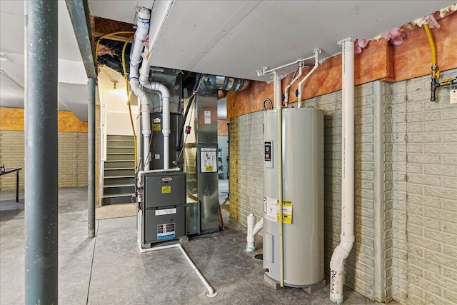 utilities with heating unit and electric water heater