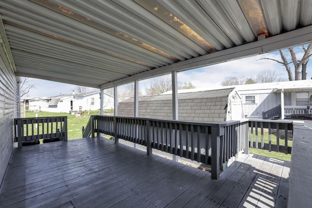 2445 Columbus Lancaster Rd NW Unit 147, Lancaster, OH 43130 - deck with a yard, a shed, a residential view, and an outdoor structure