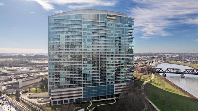view of property with a water view