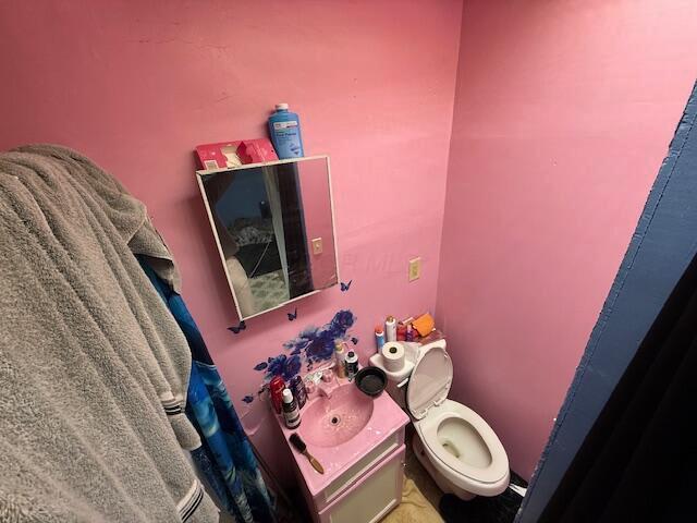 bathroom with toilet and vanity