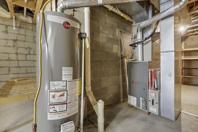 utility room with gas water heater