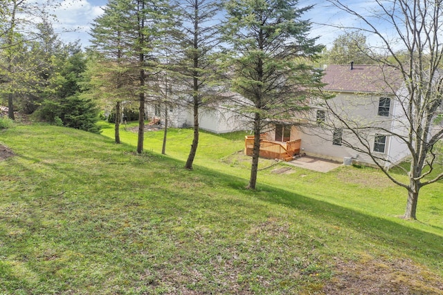 view of yard featuring a deck