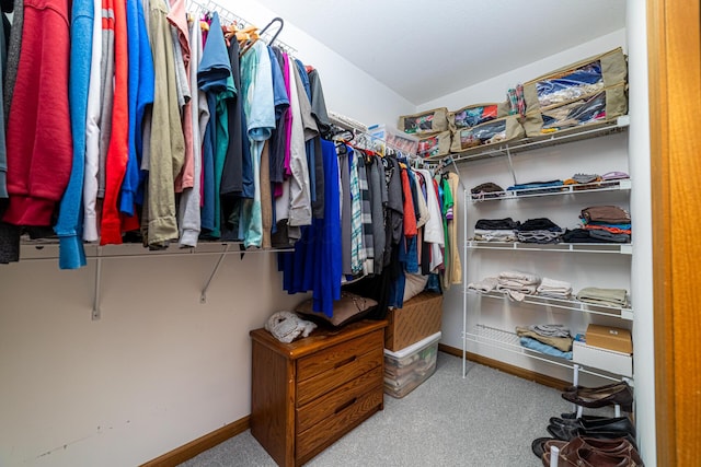 spacious closet with carpet floors