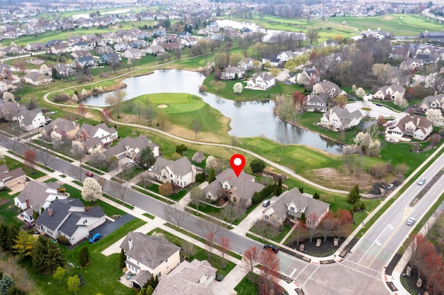 6700 Ballantrae Pl, Dublin, OH 43016 - drone / aerial view with view of golf course, a residential view, and a water view