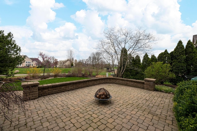 6700 Ballantrae Pl, Dublin, OH 43016 - view of patio with an outdoor fire pit