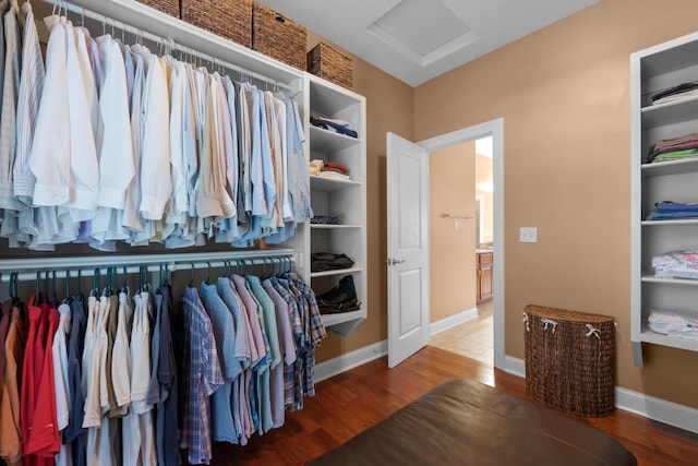 6700 Ballantrae Pl, Dublin, OH 43016 - walk in closet with attic access and wood finished floors