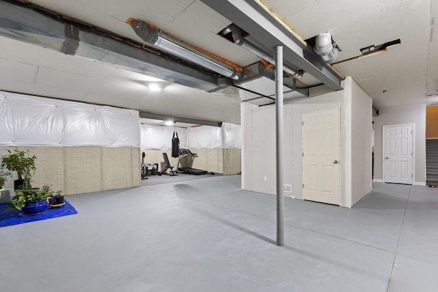 view of unfinished basement
