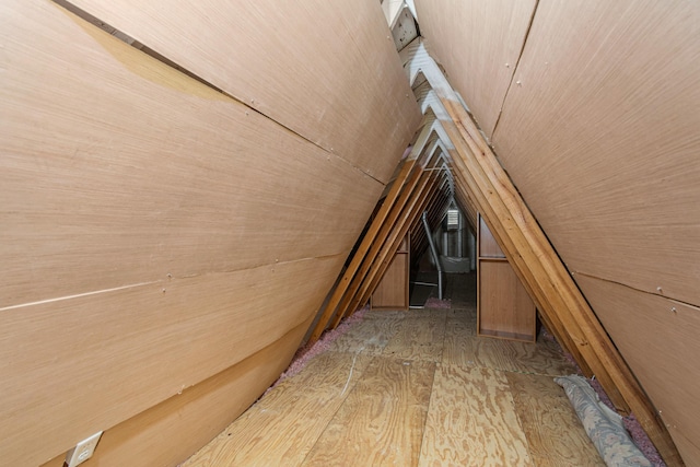 view of unfinished attic