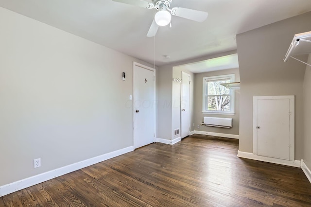 595 Collingwood Ave, Columbus, OH 43213 - interior space with dark wood-type flooring, visible vents, baseboards, and ceiling fan