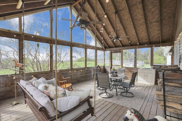 1649 Loudon St, Granville, OH 43023 - sunroom with outdoor dining space, ceiling fan, and an outdoor living space