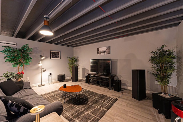living room with wood finished floors