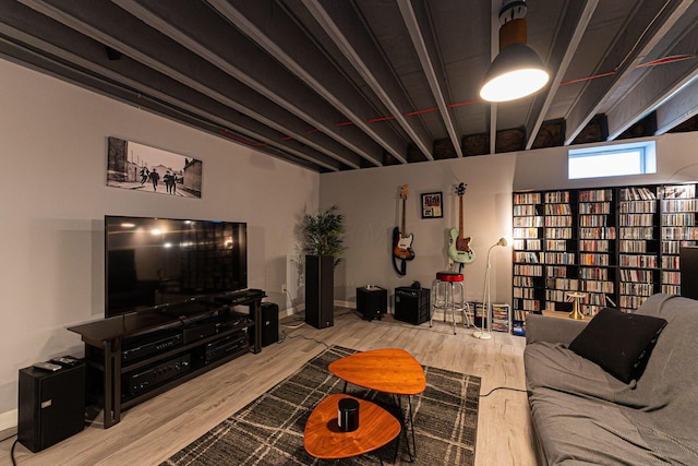 living room with wood finished floors