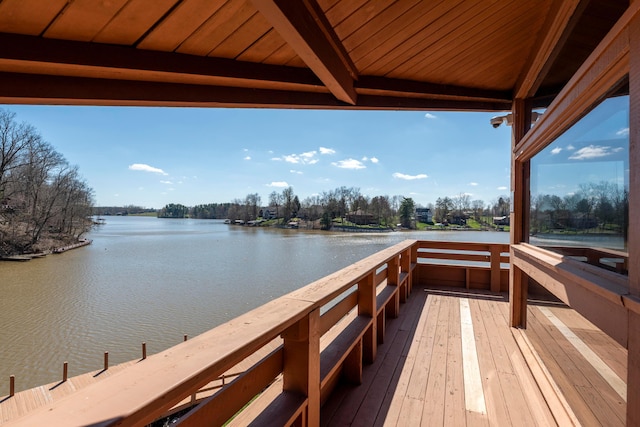 dock area featuring a water view