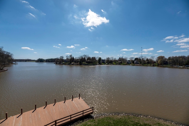 view of dock featuring a water view