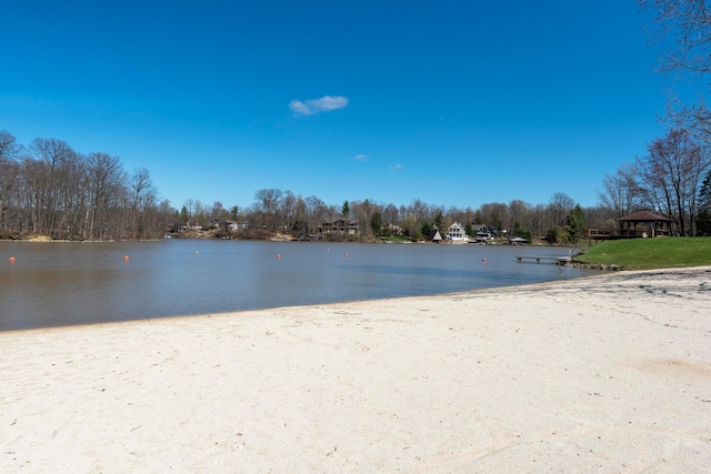 property view of water featuring a gazebo