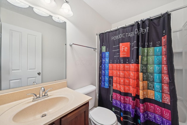 3947 Summerstone Dr, Columbus, OH 43230 - bathroom featuring vanity, toilet, and curtained shower