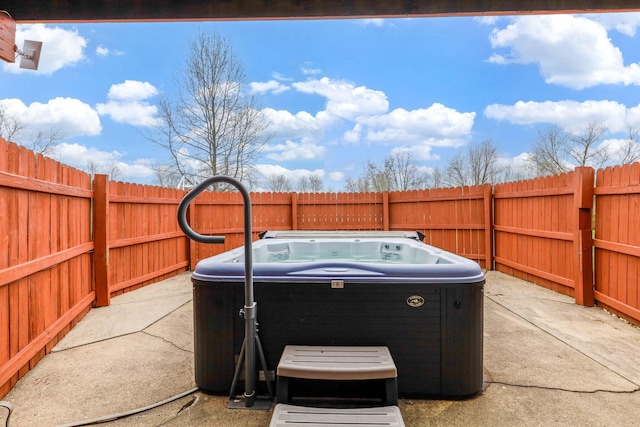 8778 Township Rd 36, Somerset, OH 43783 - view of patio with a fenced backyard and a hot tub