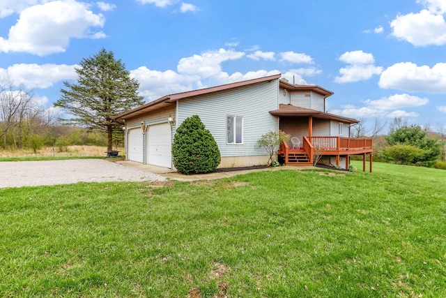 8778 Township Rd 36, Somerset, OH 43783 - view of side of property featuring a yard, a deck, and gravel driveway