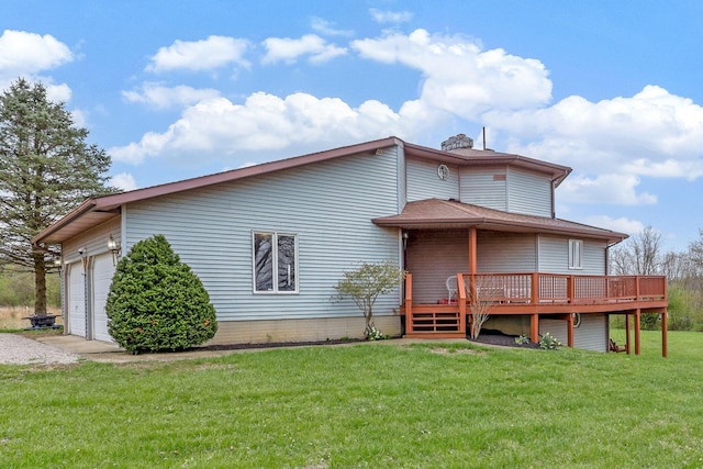 8778 Township Rd 36, Somerset, OH 43783 - rear view of property featuring a deck and a lawn