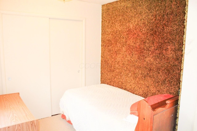 bedroom with a closet and carpet flooring