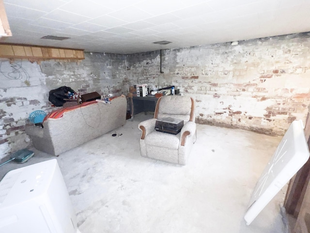 view of unfinished basement