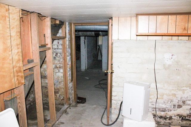 view of unfinished basement