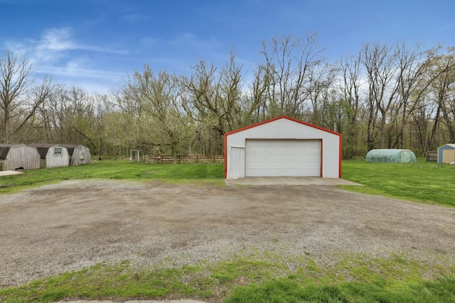 view of detached garage