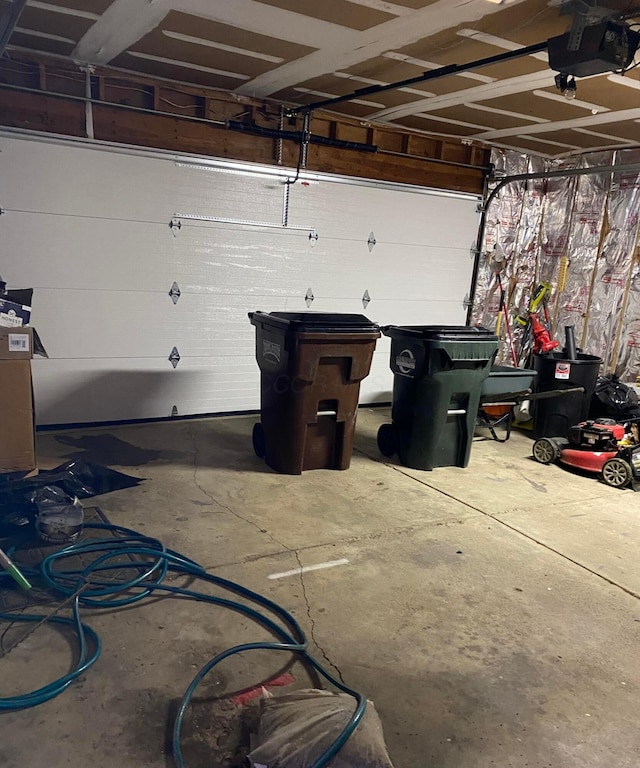 garage with a garage door opener