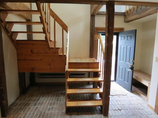 11 Plumb St, Lockbourne, OH 43137 - stairs featuring a wealth of natural light and brick floor