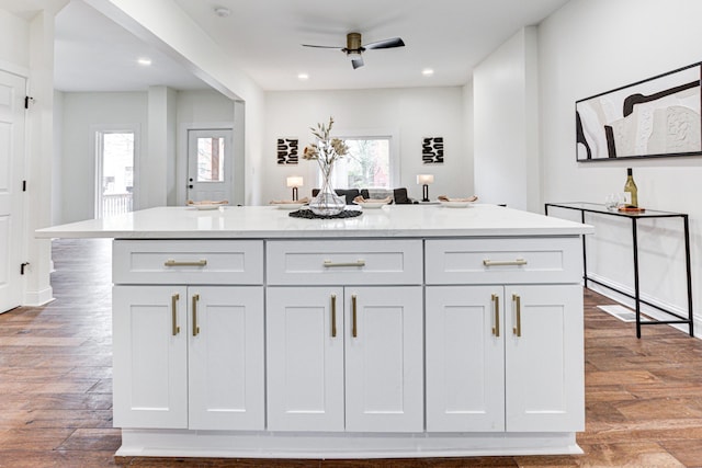 344 E Whittier St, Columbus, OH 43206 - kitchen with a wealth of natural light, recessed lighting, wood finished floors, and a ceiling fan