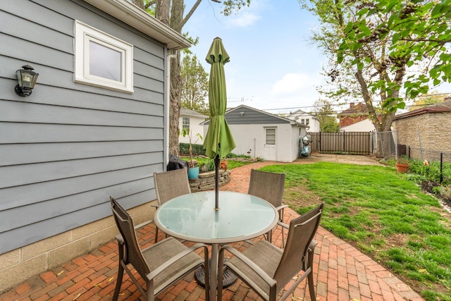 view of patio / terrace featuring outdoor dining space and a fenced backyard