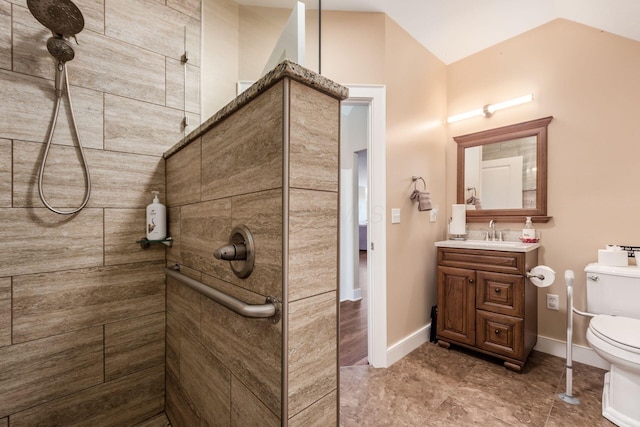 16187 Kreashbaum Rd, Rockbridge, OH 43149 - bathroom with baseboards, toilet, vanity, and a walk in shower