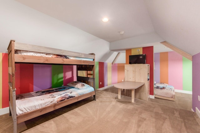 16187 Kreashbaum Rd, Rockbridge, OH 43149 - carpeted bedroom featuring recessed lighting, vaulted ceiling, and baseboards