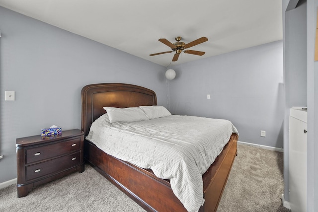 11378 Ann Dr NW, Baltimore, OH 43105 - bedroom featuring light carpet, baseboards, and ceiling fan