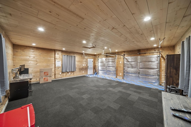 11378 Ann Dr NW, Baltimore, OH 43105 - interior space with wooden walls, recessed lighting, and wooden ceiling
