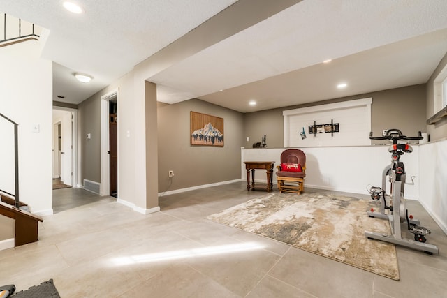 1706 Kinross Ln, Galloway, OH 43119 - workout area featuring recessed lighting, visible vents, tile patterned flooring, and baseboards