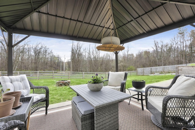 view of patio / terrace featuring a fenced backyard and an outdoor hangout area
