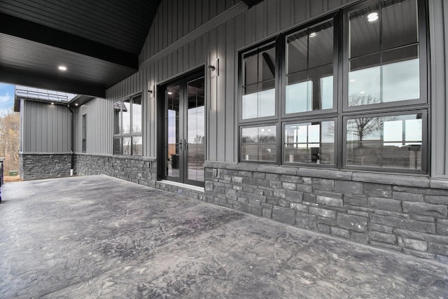 view of patio featuring french doors