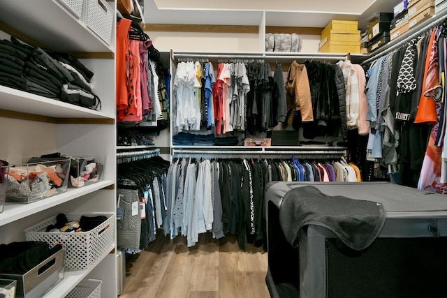 spacious closet with wood finished floors
