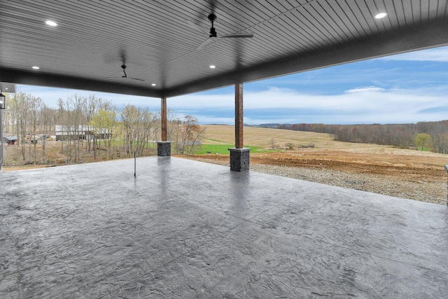 view of patio / terrace with a ceiling fan