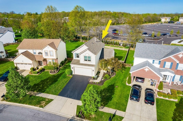 birds eye view of property featuring a residential view